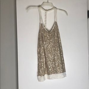 Express Gold Sequin Tank Size Large